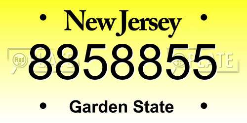 8858855 New Jersey License Plate