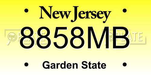 8858MB New Jersey License Plate