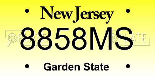 8858MS New Jersey License Plate