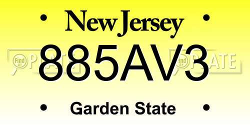885AV3 New Jersey License Plate