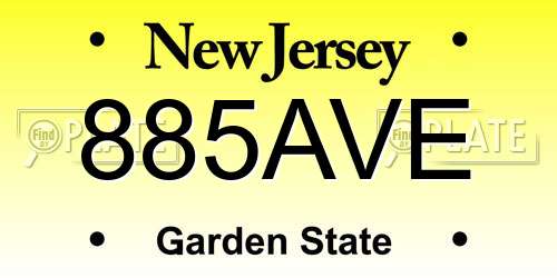 885AVE New Jersey License Plate