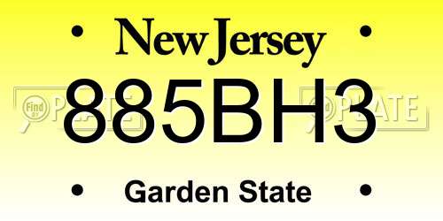885BH3 New Jersey License Plate