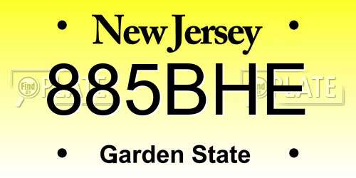 885BHE New Jersey License Plate