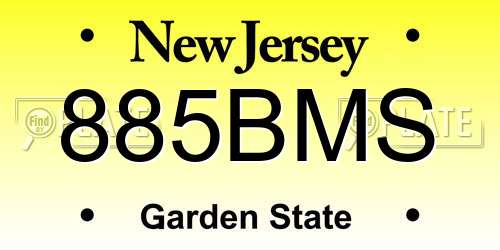 885BMS New Jersey License Plate