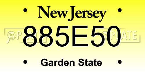 885E50 New Jersey License Plate