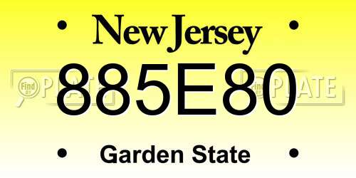 885E80 New Jersey License Plate