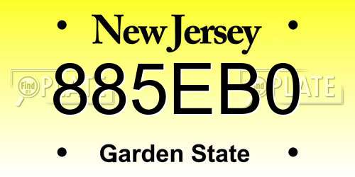 885EB0 New Jersey License Plate