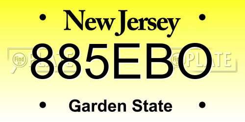885EBO New Jersey License Plate