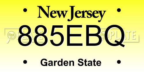 885EBQ New Jersey License Plate