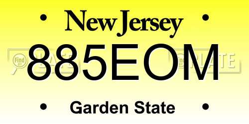 885EOM New Jersey License Plate