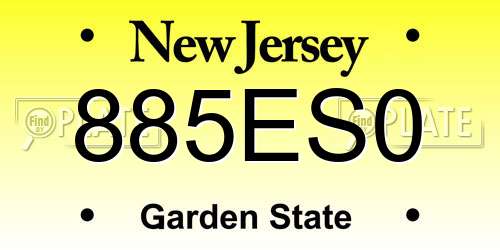 885ES0 New Jersey License Plate
