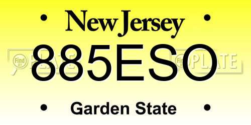 885ESO New Jersey License Plate