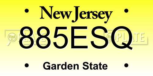 885ESQ New Jersey License Plate