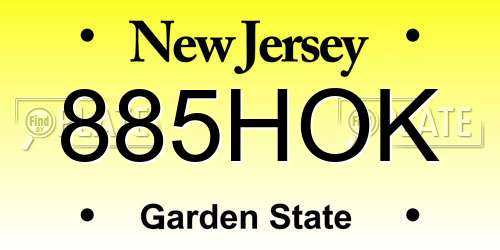 885HOK New Jersey License Plate