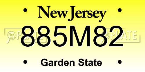 885M82 New Jersey License Plate