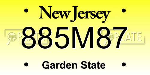 885M87 New Jersey License Plate