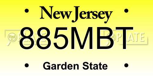 885MBT New Jersey License Plate