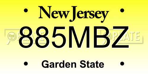 885MBZ New Jersey License Plate