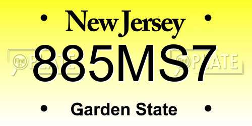 885MS7 New Jersey License Plate