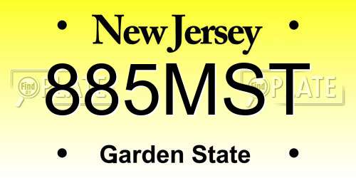 885MST New Jersey License Plate