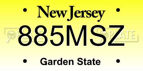 885MSZ New Jersey License Plate