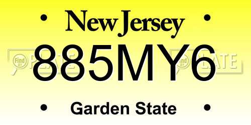 885MY6 New Jersey License Plate