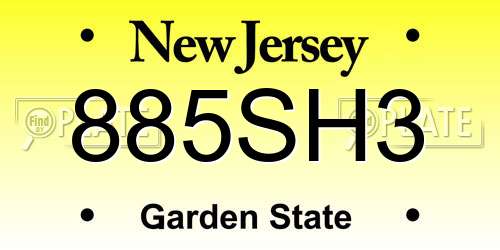 885SH3 New Jersey License Plate