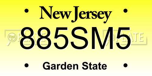 885SM5 New Jersey License Plate