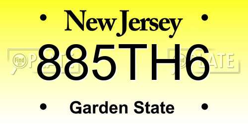 885TH6 New Jersey License Plate