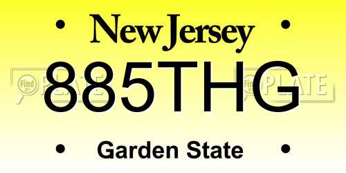 885THG New Jersey License Plate