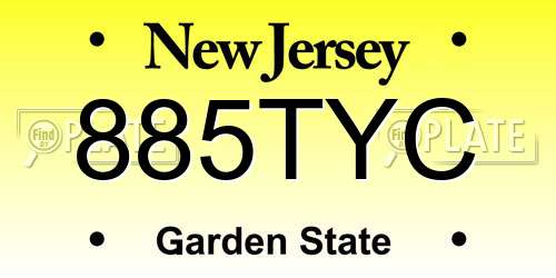 885TYC New Jersey License Plate