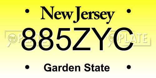 885ZYC New Jersey License Plate