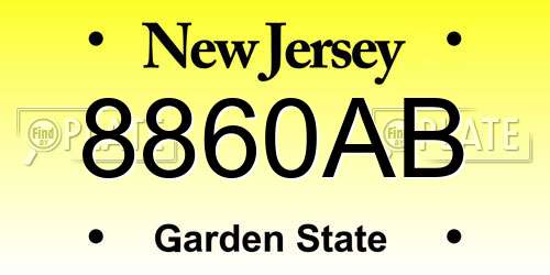 8860AB New Jersey License Plate