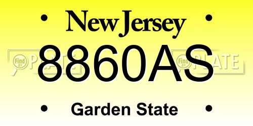 8860AS New Jersey License Plate