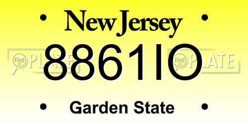 8861IO New Jersey License Plate