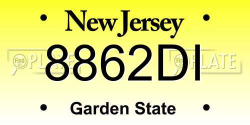 8862DI New Jersey License Plate