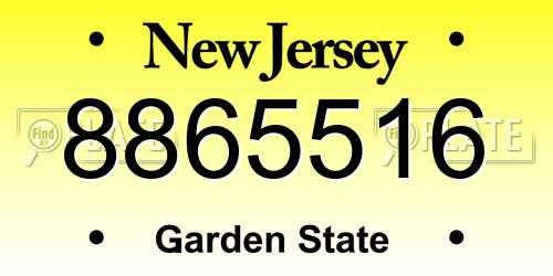 8865516 New Jersey License Plate
