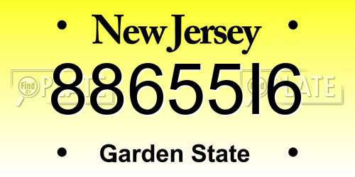 88655I6 New Jersey License Plate