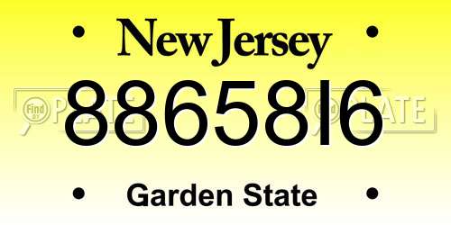 88658I6 New Jersey License Plate