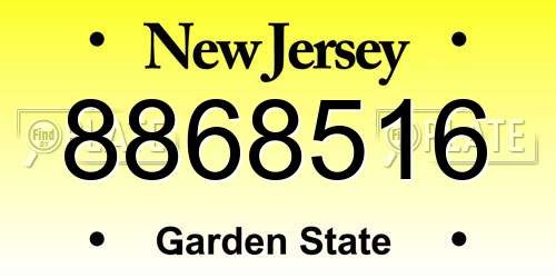 8868516 New Jersey License Plate