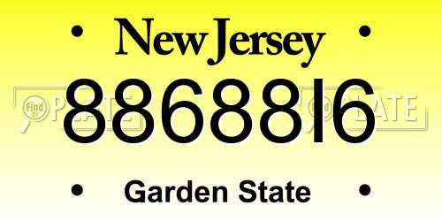 88688I6 New Jersey License Plate