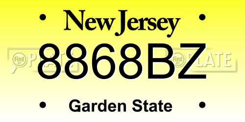 8868BZ New Jersey License Plate