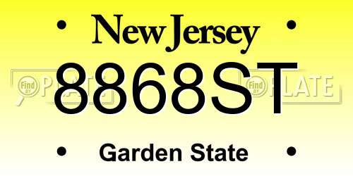 8868ST New Jersey License Plate