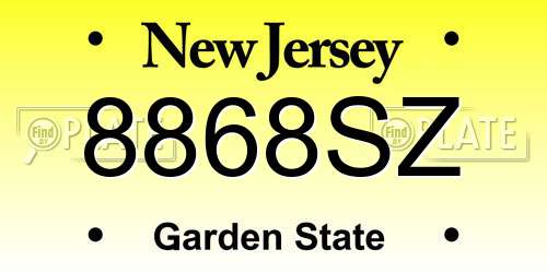 8868SZ New Jersey License Plate