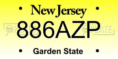 886AZP New Jersey License Plate