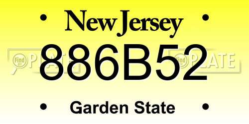 886B52 New Jersey License Plate