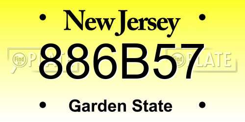 886B57 New Jersey License Plate