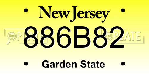 886B82 New Jersey License Plate
