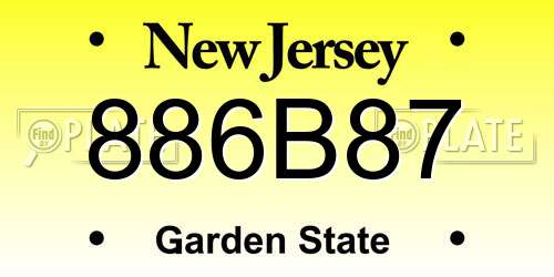 886B87 New Jersey License Plate
