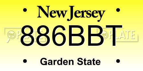 886BBT New Jersey License Plate